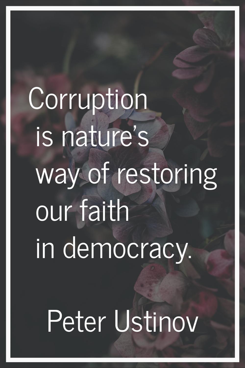 Corruption is nature's way of restoring our faith in democracy.