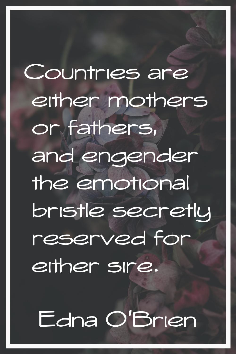 Countries are either mothers or fathers, and engender the emotional bristle secretly reserved for e