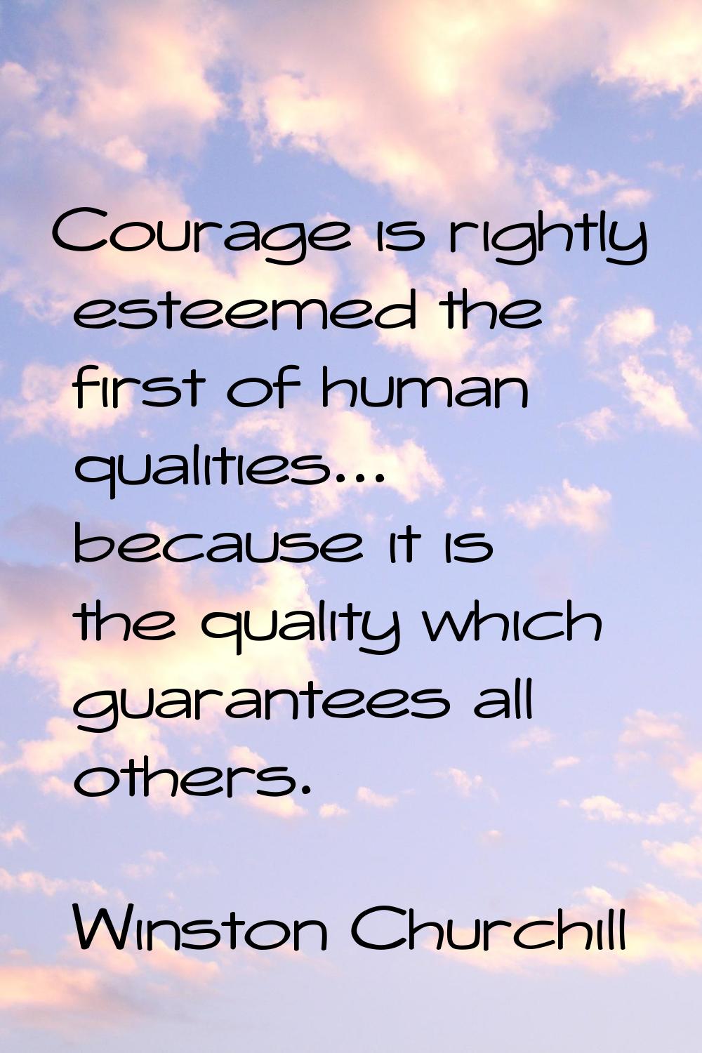 Courage is rightly esteemed the first of human qualities... because it is the quality which guarant