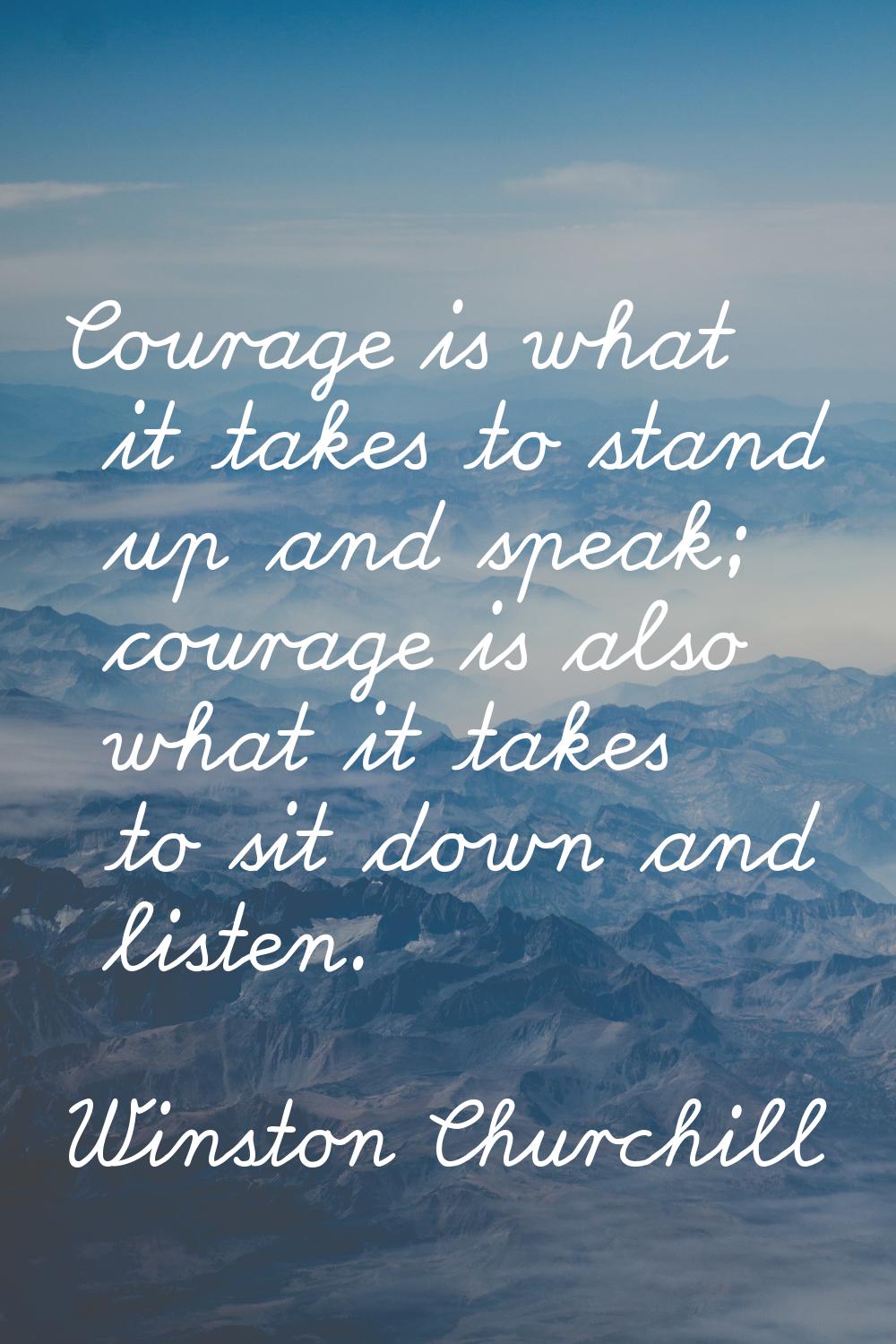 Courage is what it takes to stand up and speak; courage is also what it takes to sit down and liste