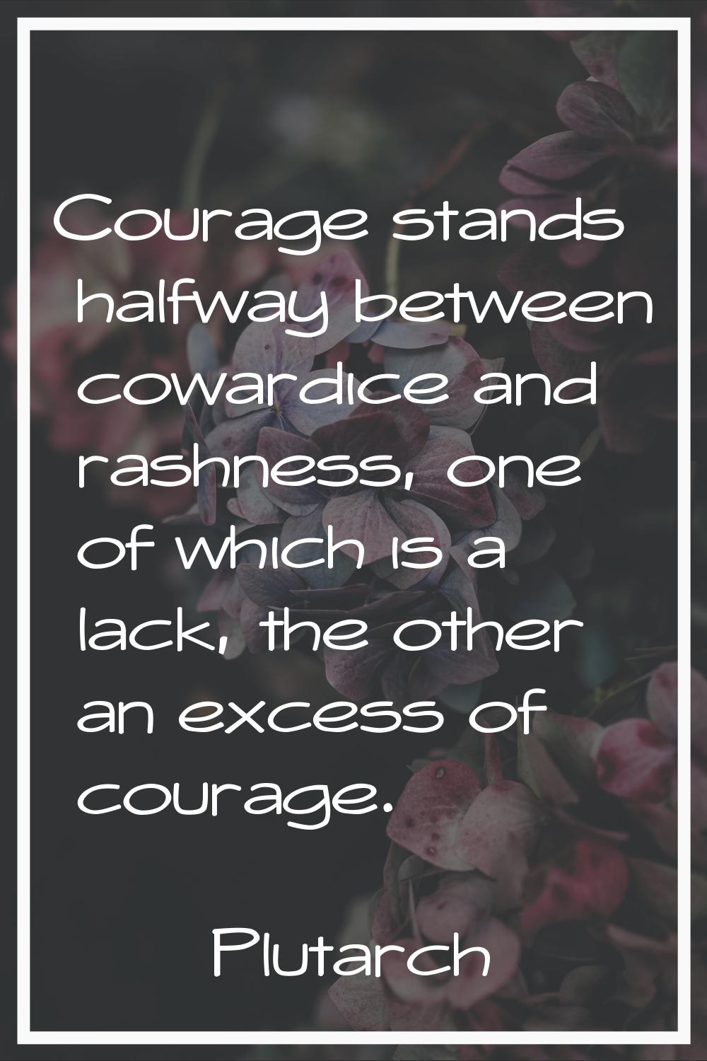 Courage stands halfway between cowardice and rashness, one of which is a lack, the other an excess 