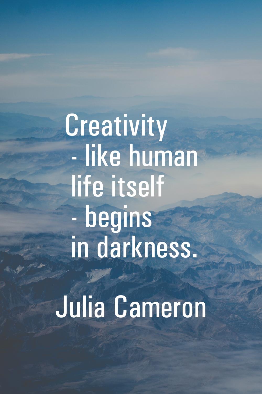 Creativity - like human life itself - begins in darkness.