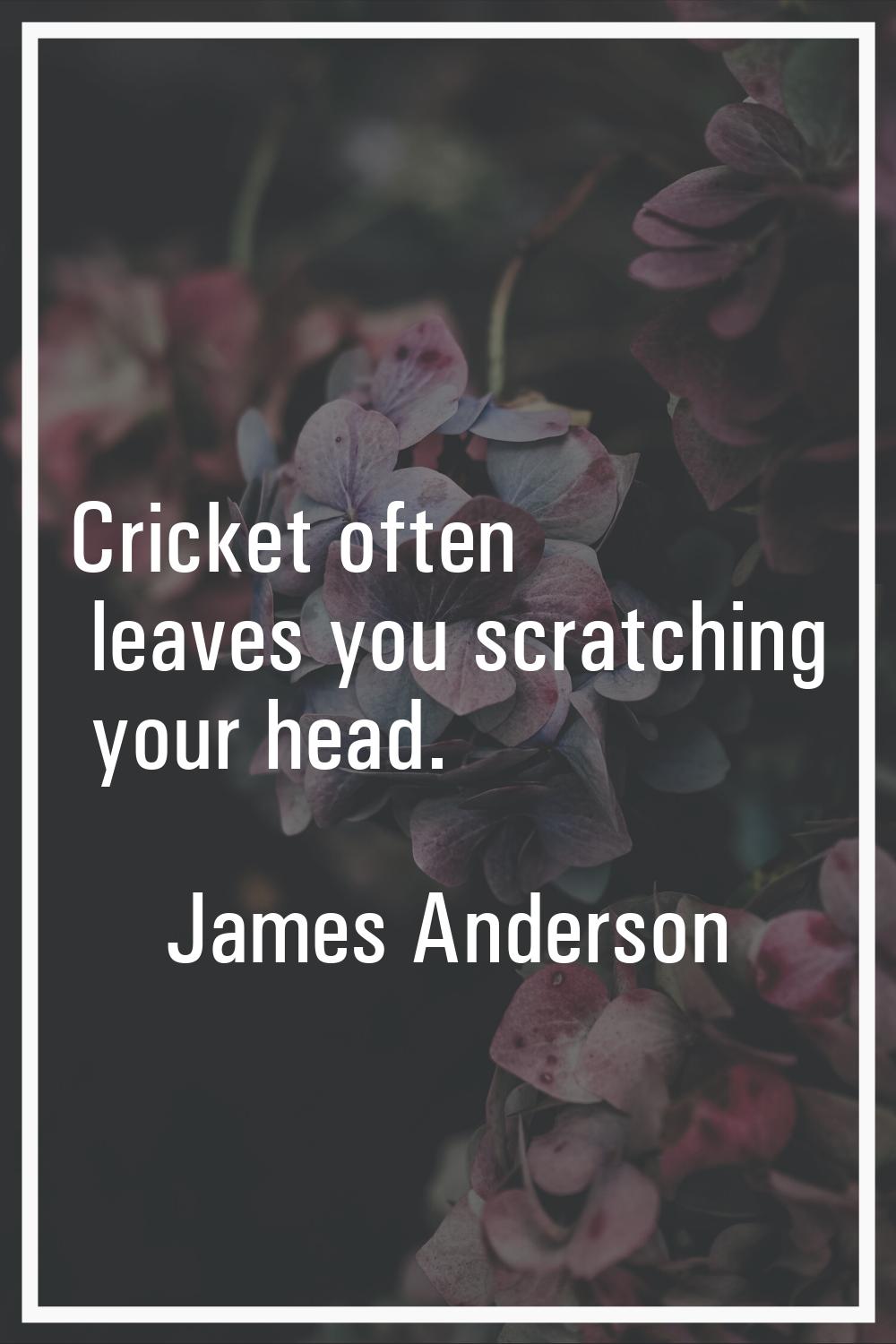 Cricket often leaves you scratching your head.