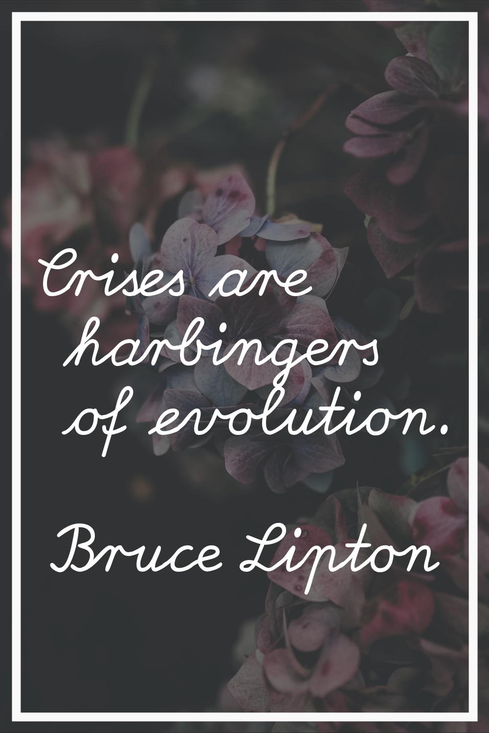 Crises are harbingers of evolution.
