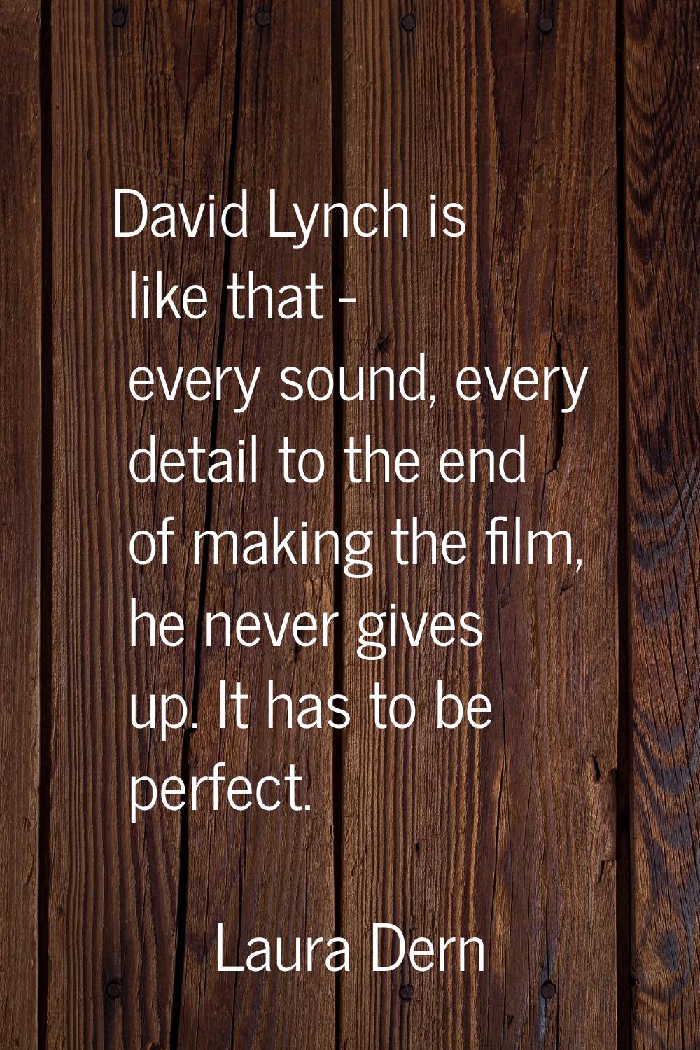 David Lynch is like that - every sound, every detail to the end of making the film, he never gives 