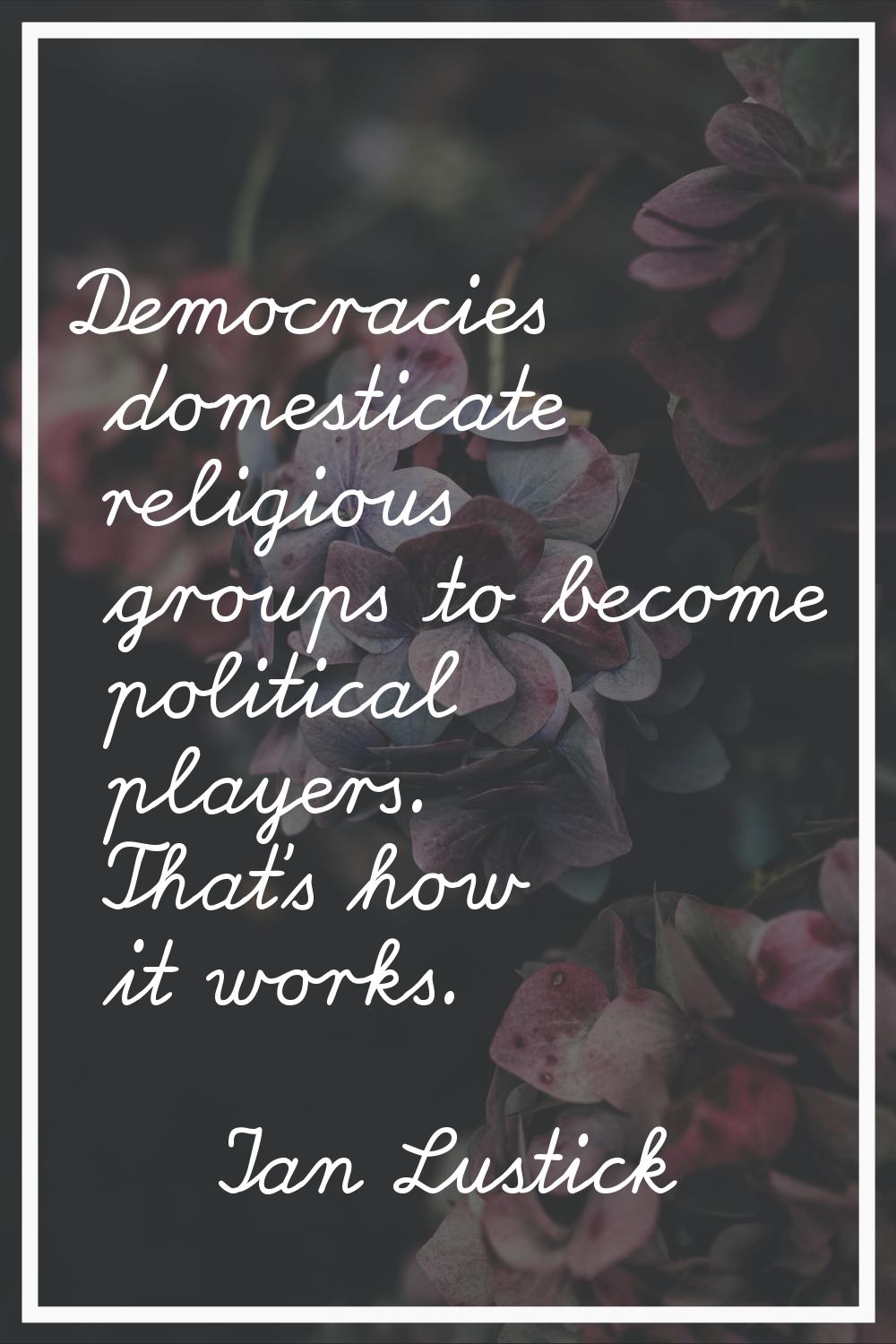 Democracies domesticate religious groups to become political players. That's how it works.