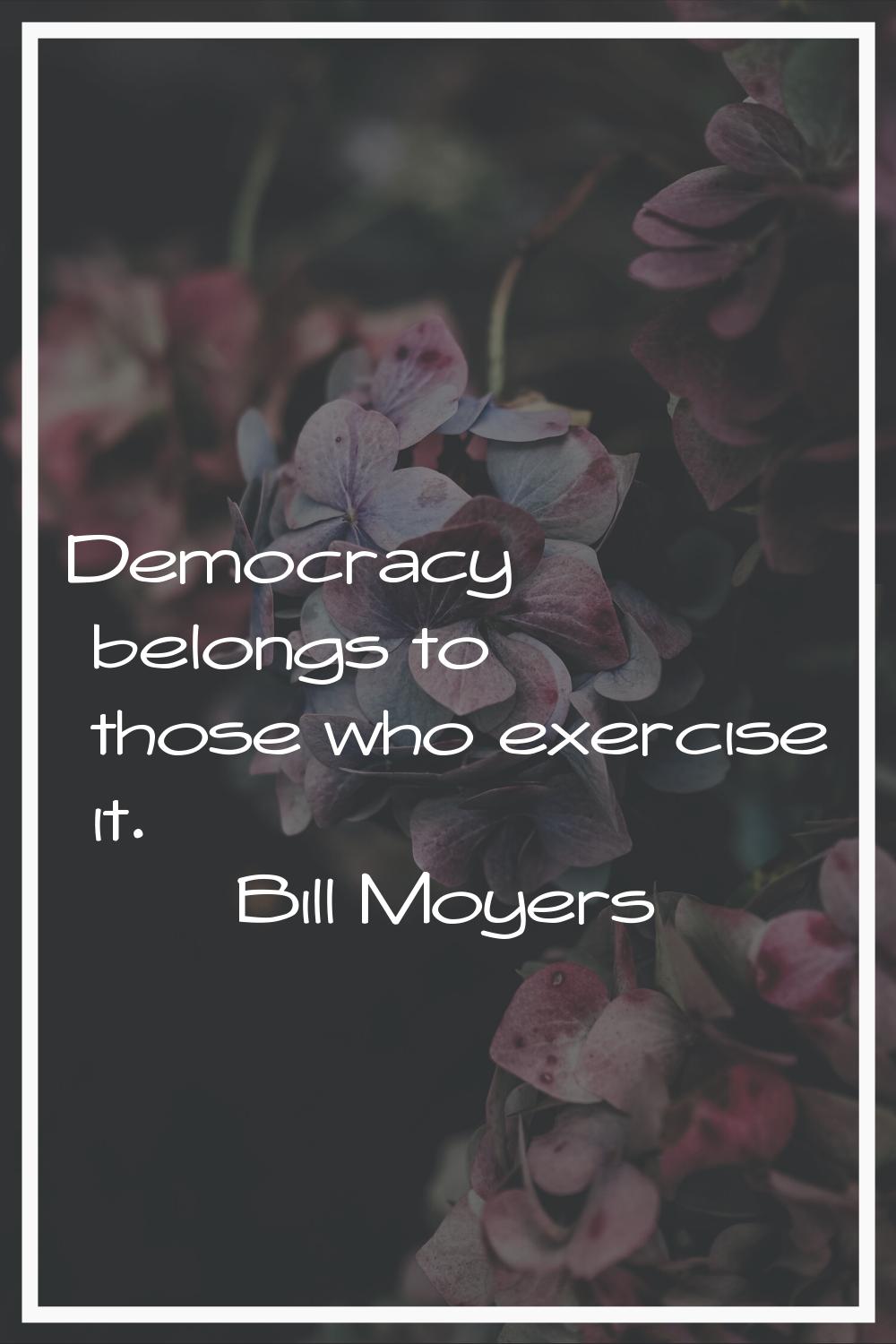 Democracy belongs to those who exercise it.
