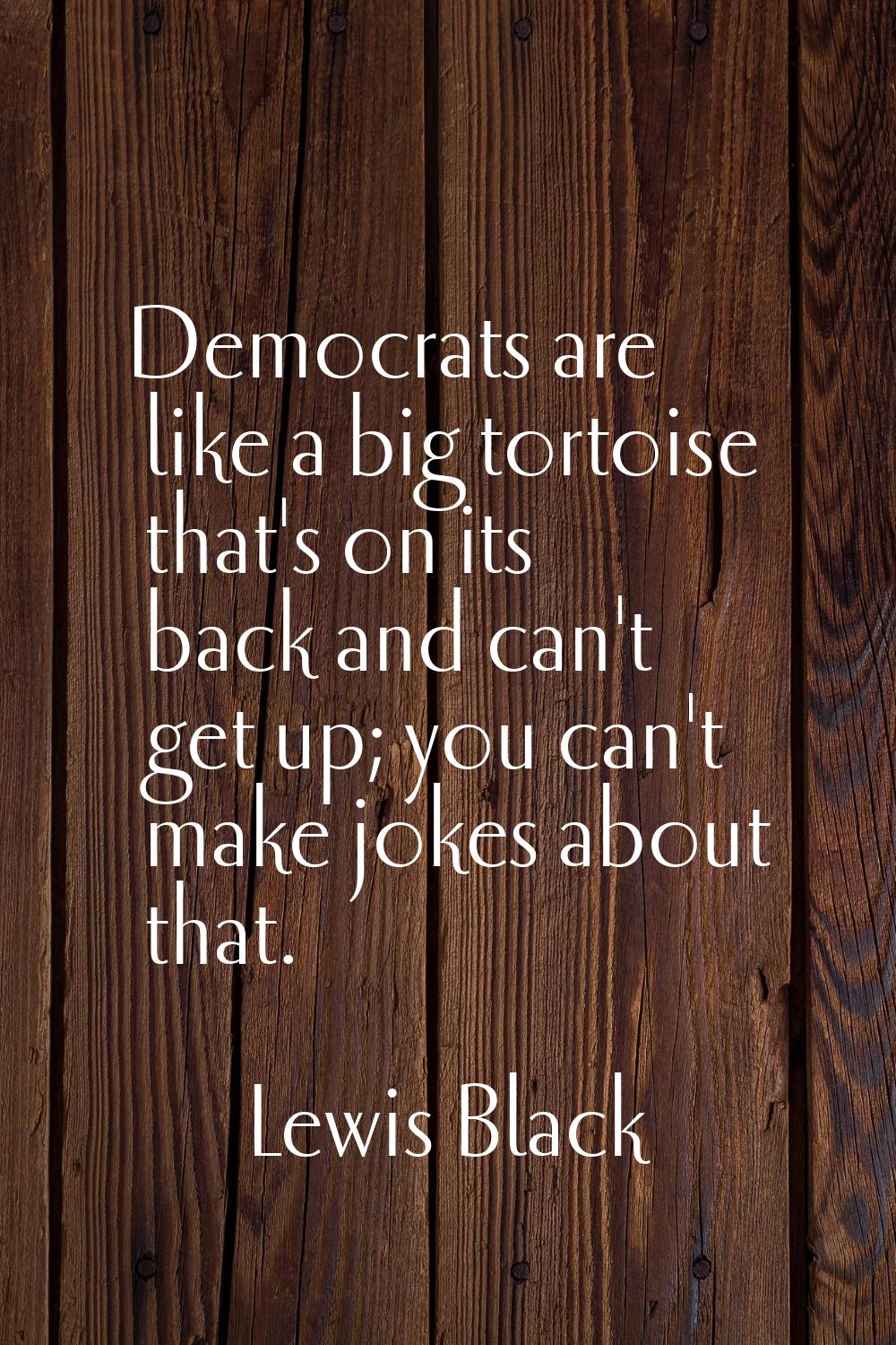 Democrats are like a big tortoise that's on its back and can't get up; you can't make jokes about t