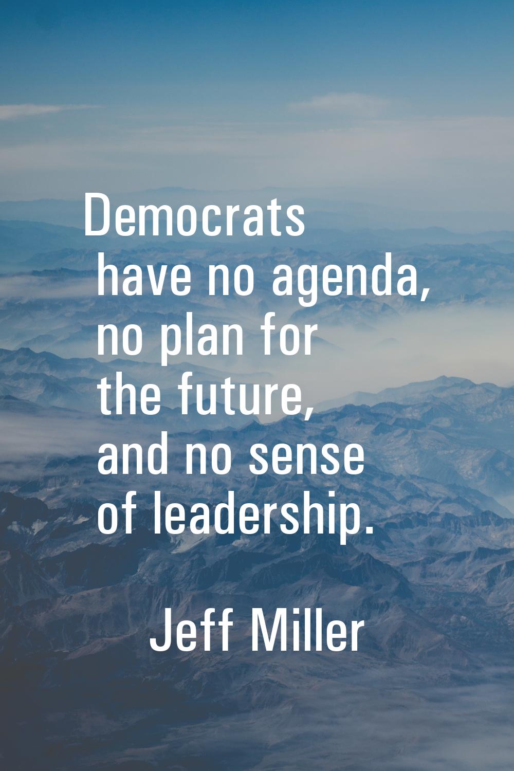 Democrats have no agenda, no plan for the future, and no sense of leadership.