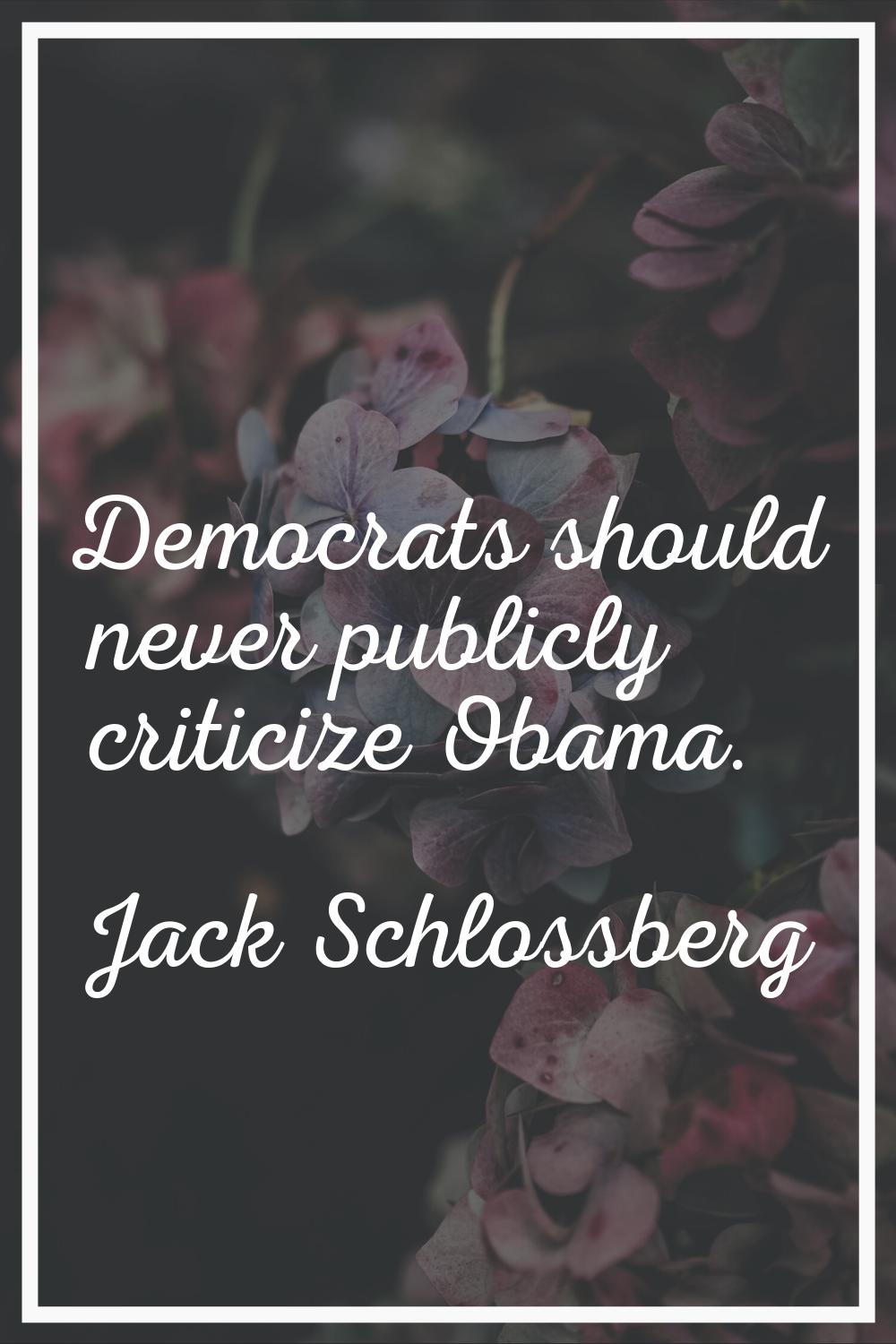 Democrats should never publicly criticize Obama.