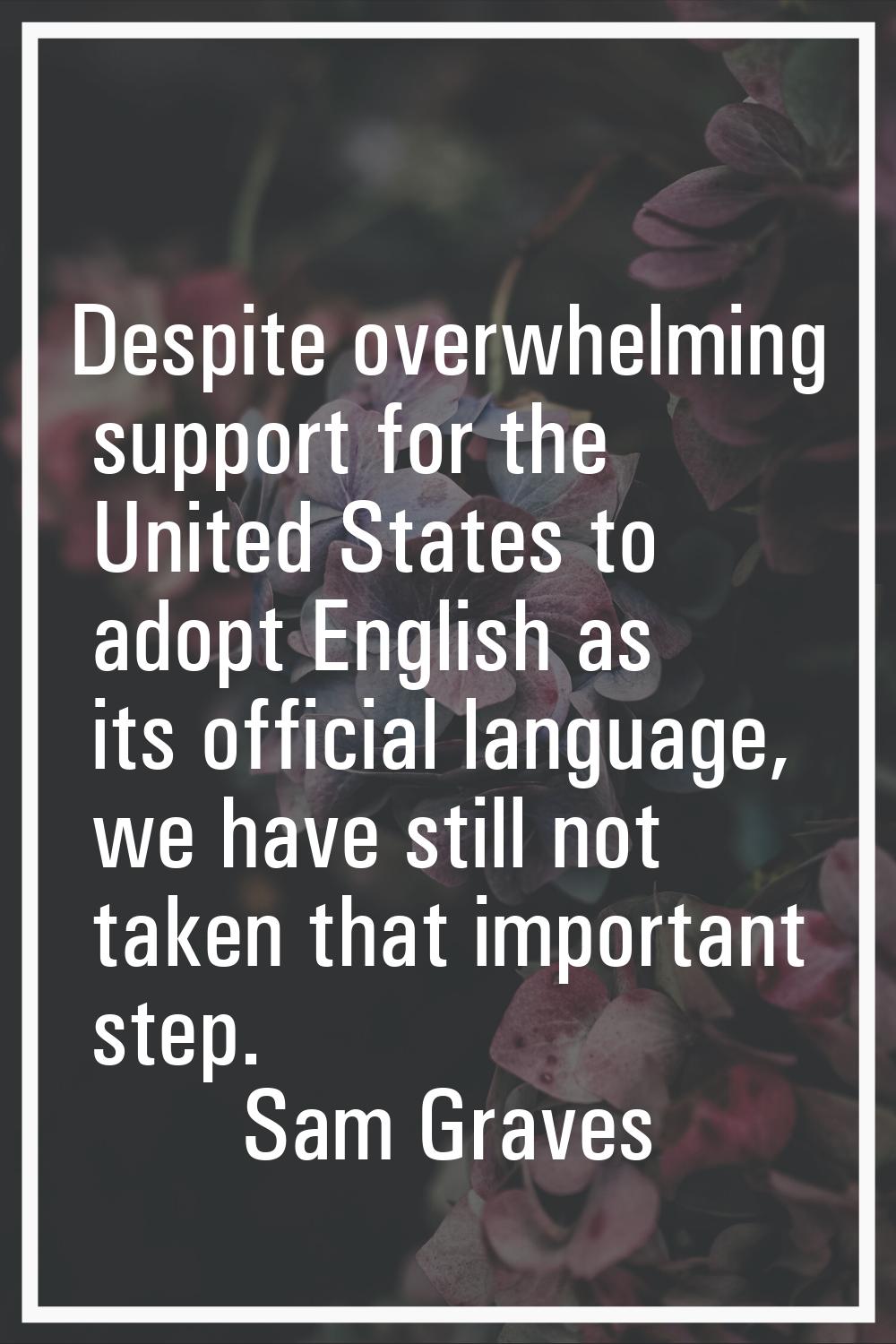 Despite overwhelming support for the United States to adopt English as its official language, we ha