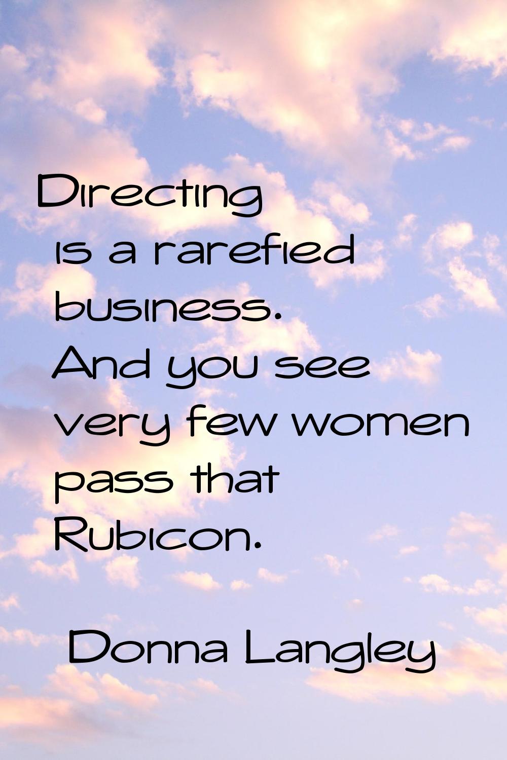 Directing is a rarefied business. And you see very few women pass that Rubicon.