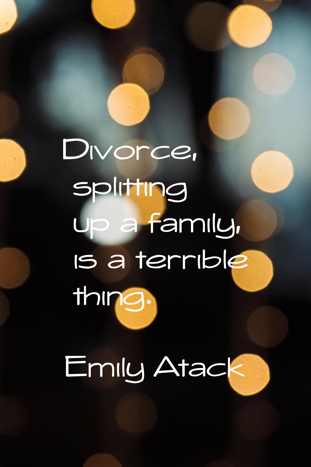 Divorce, splitting up a family, is a terrible thing.