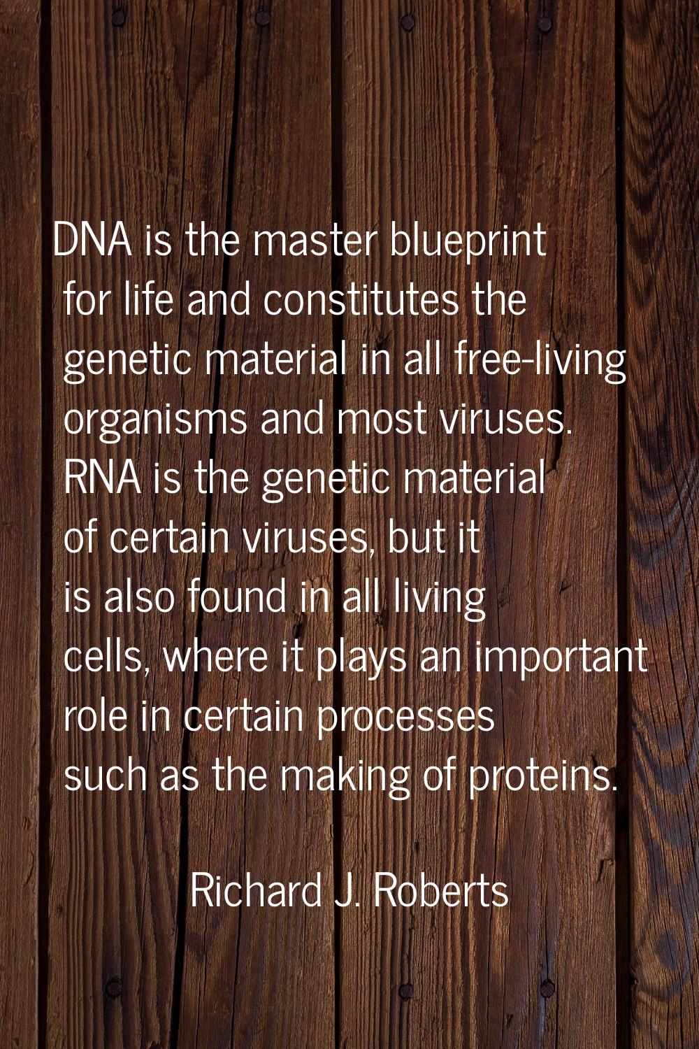 DNA is the master blueprint for life and constitutes the genetic material in all free-living organi