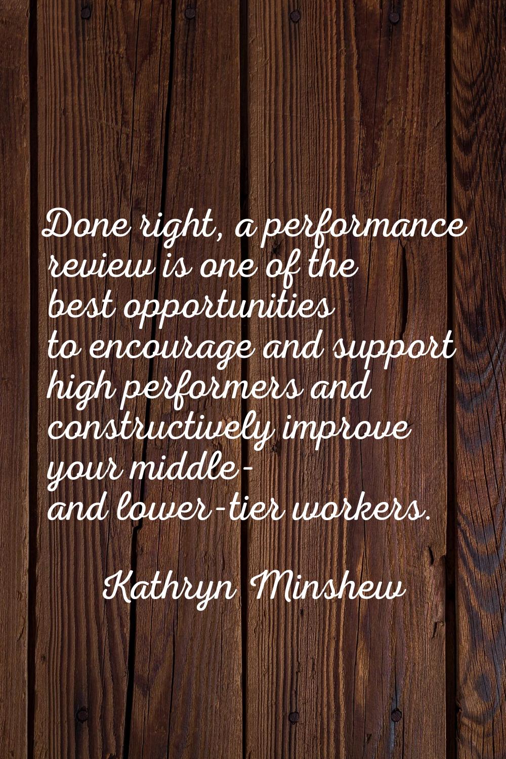 Done right, a performance review is one of the best opportunities to encourage and support high per