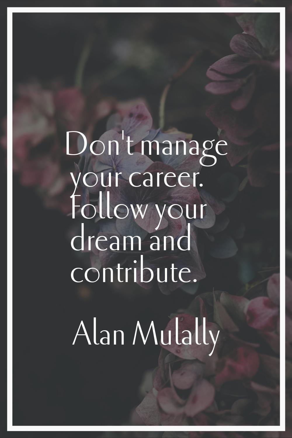Don't manage your career. Follow your dream and contribute.