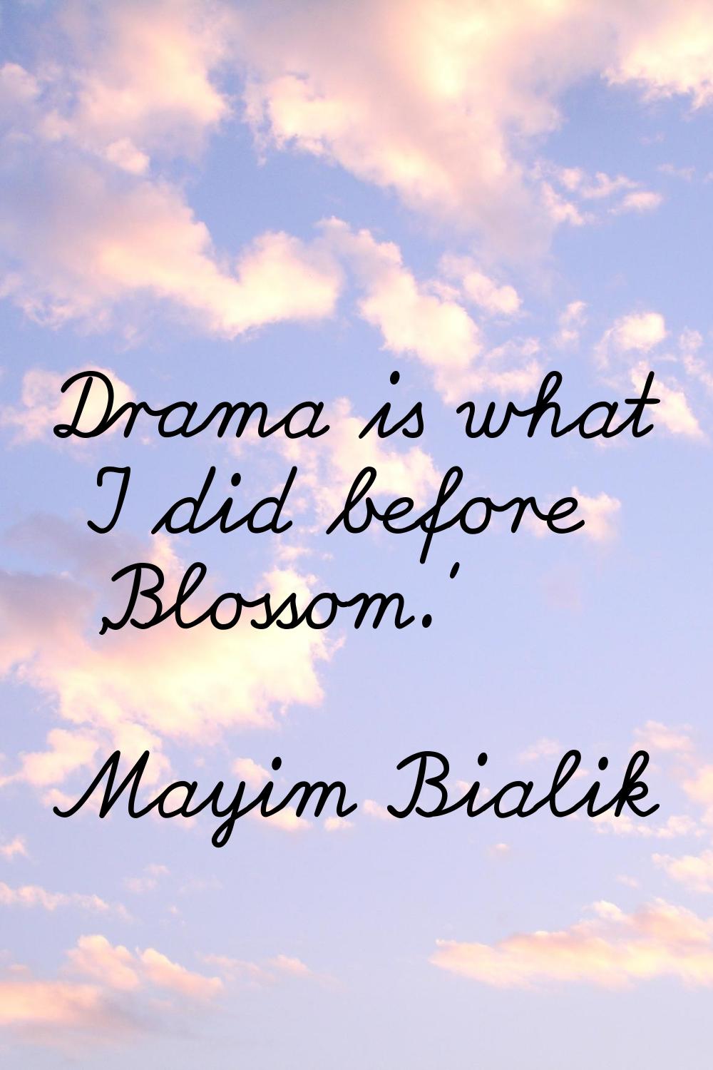 Drama is what I did before 'Blossom.'