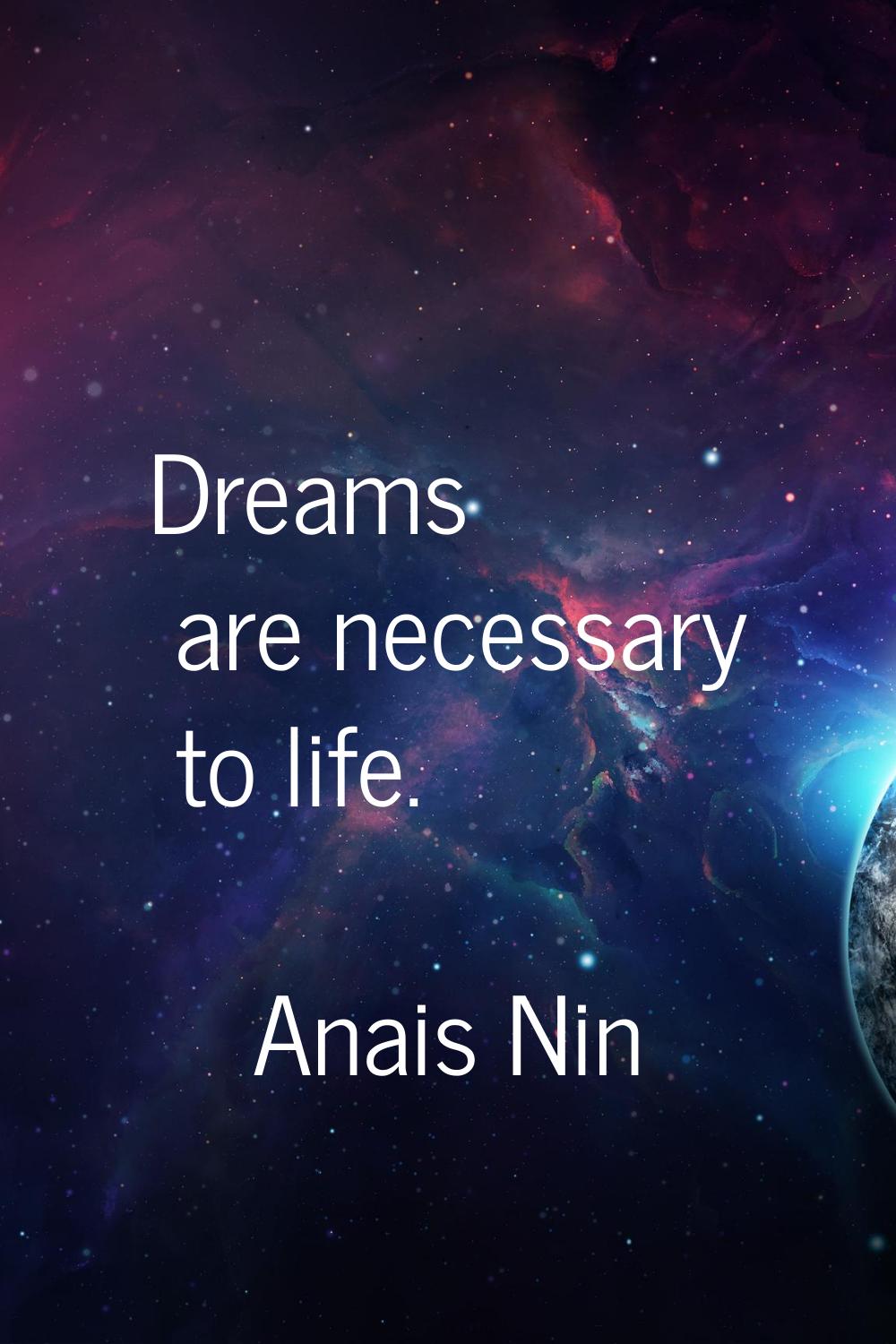 Dreams are necessary to life.