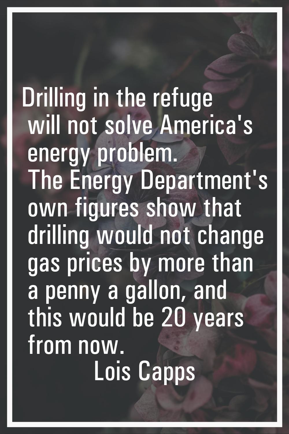 Drilling in the refuge will not solve America's energy problem. The Energy Department's own figures