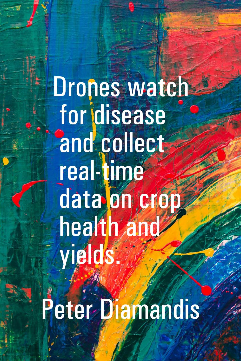 Drones watch for disease and collect real-time data on crop health and yields.