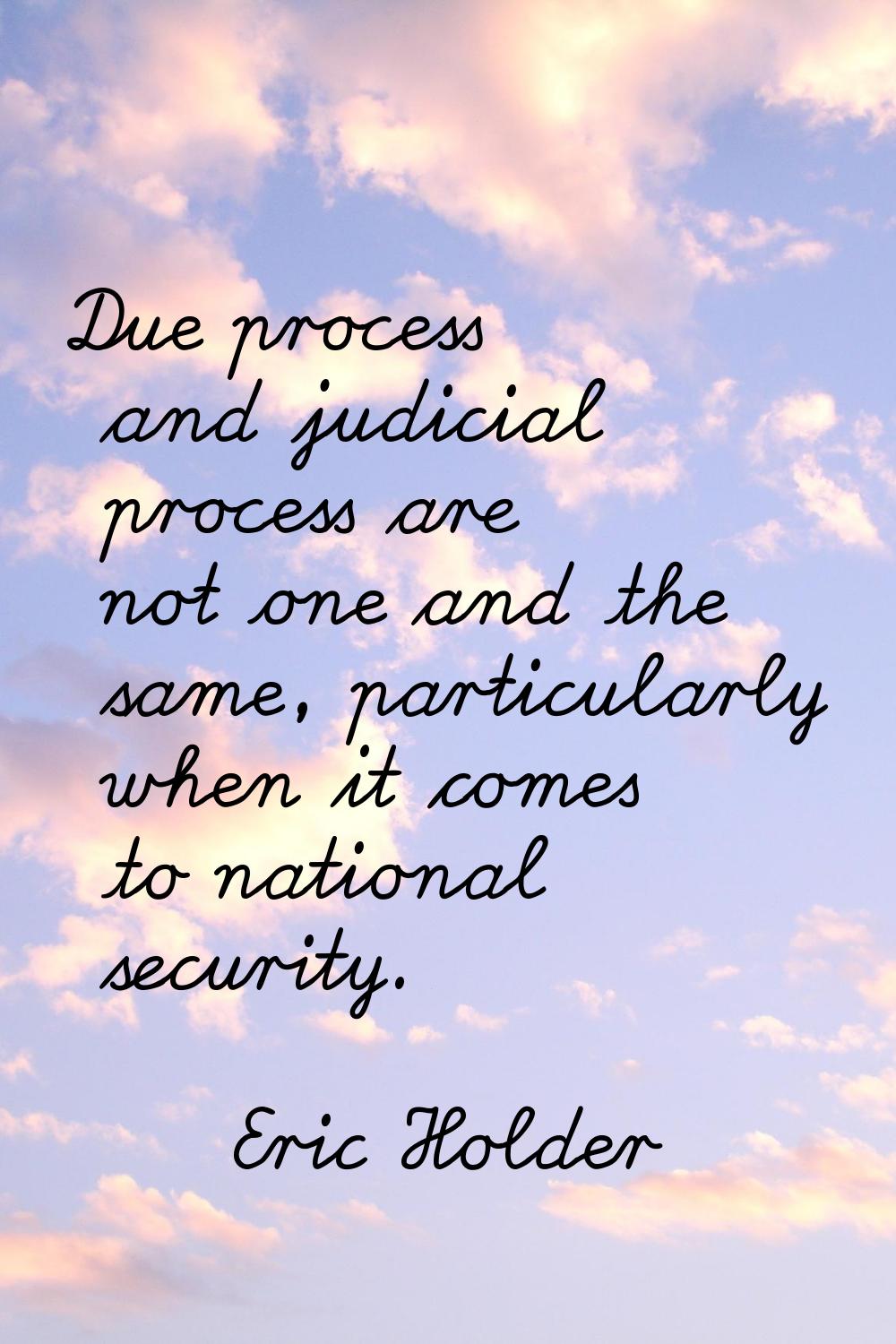 Due process and judicial process are not one and the same, particularly when it comes to national s