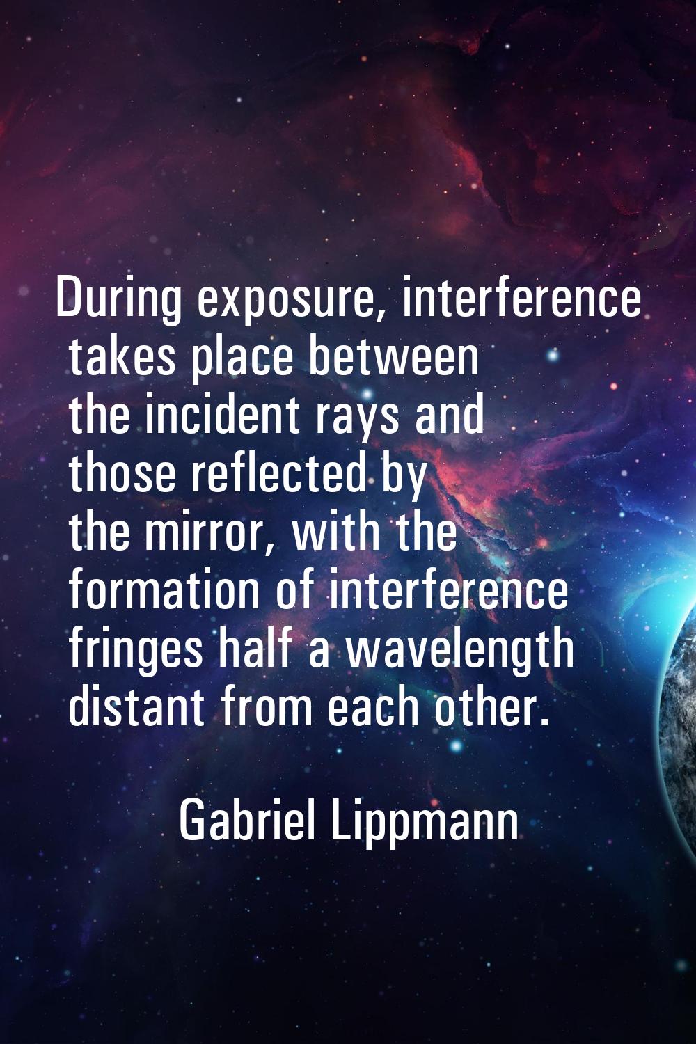 During exposure, interference takes place between the incident rays and those reflected by the mirr