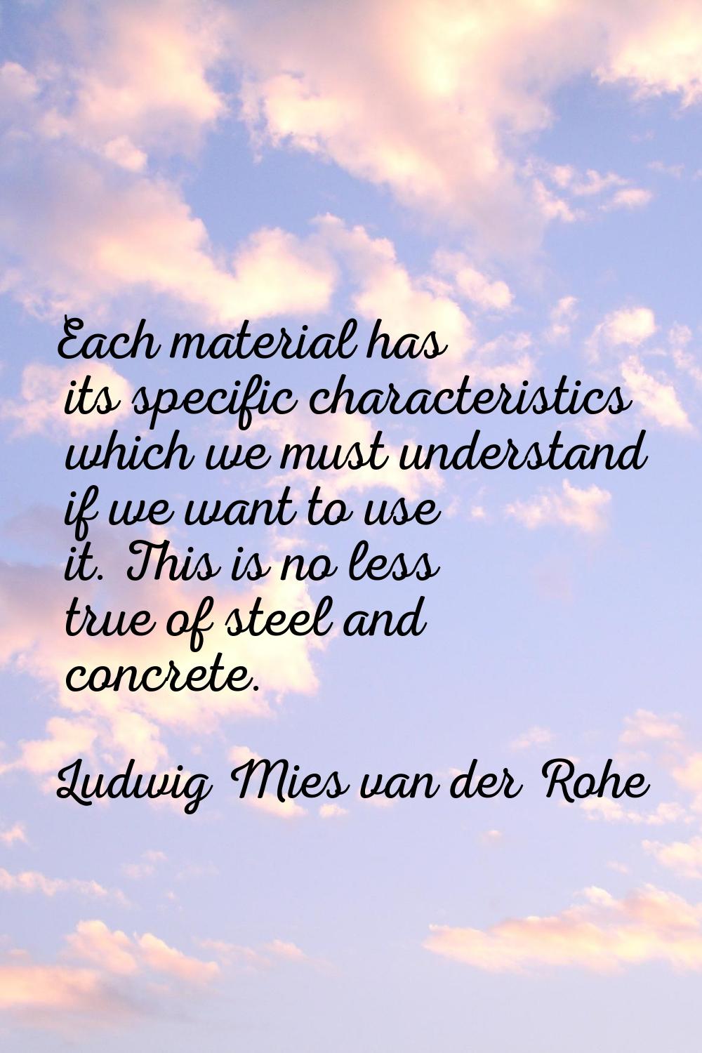 Each material has its specific characteristics which we must understand if we want to use it. This 