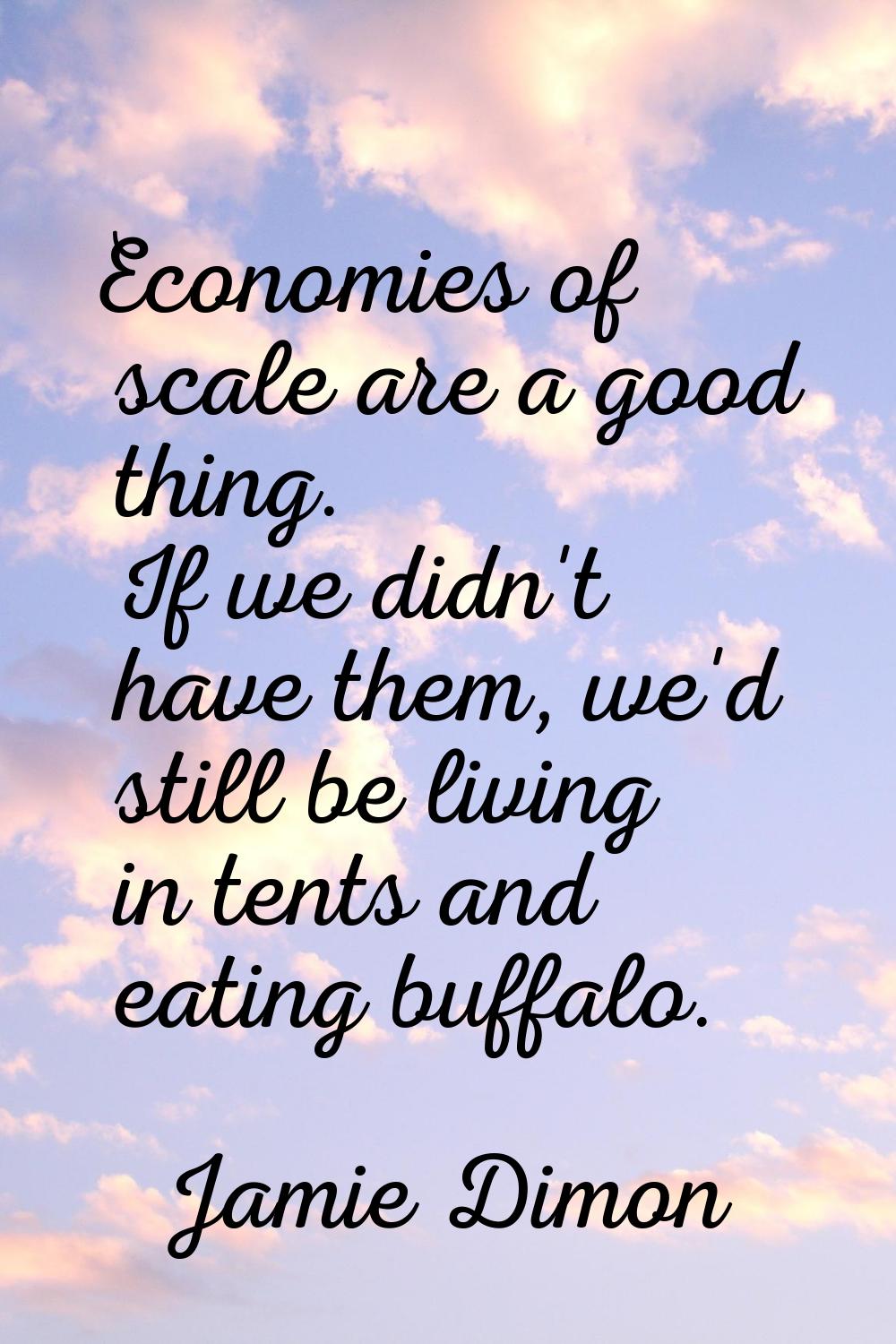Economies of scale are a good thing. If we didn't have them, we'd still be living in tents and eati