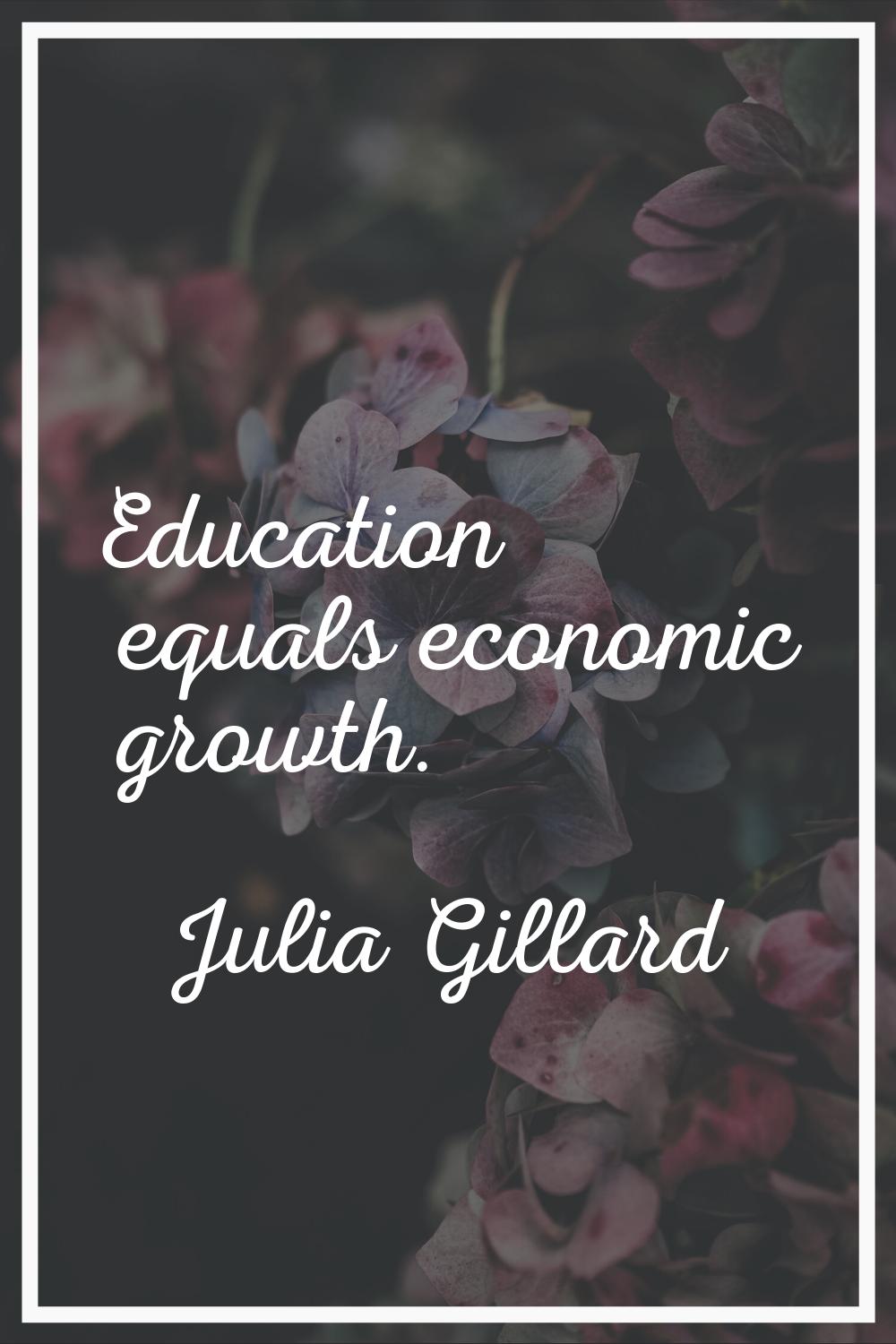 Education equals economic growth.