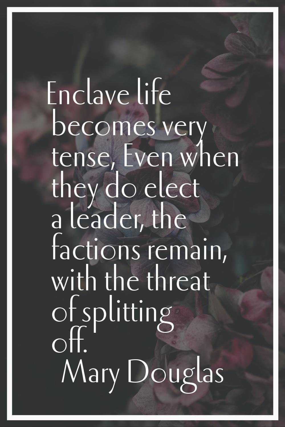 Enclave life becomes very tense, Even when they do elect a leader, the factions remain, with the th