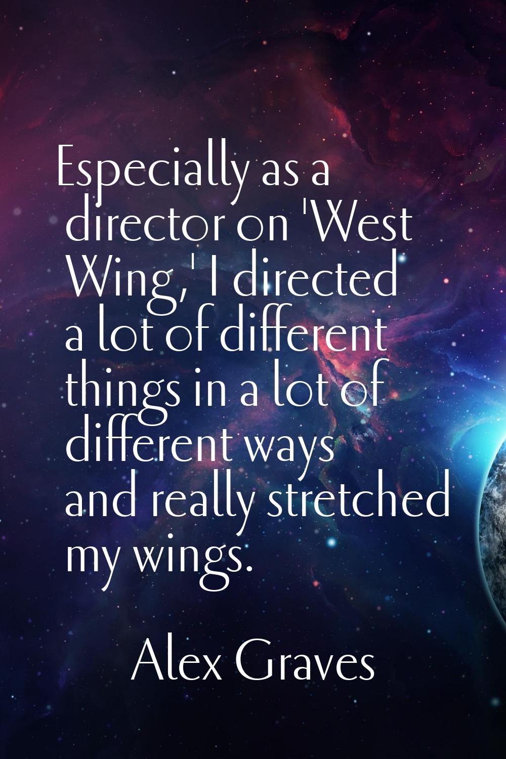 Especially as a director on 'West Wing,' I directed a lot of different things in a lot of different