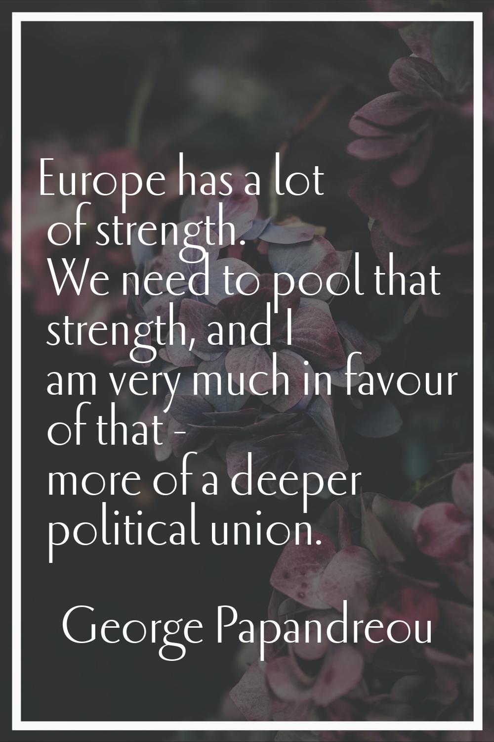 Europe has a lot of strength. We need to pool that strength, and I am very much in favour of that -