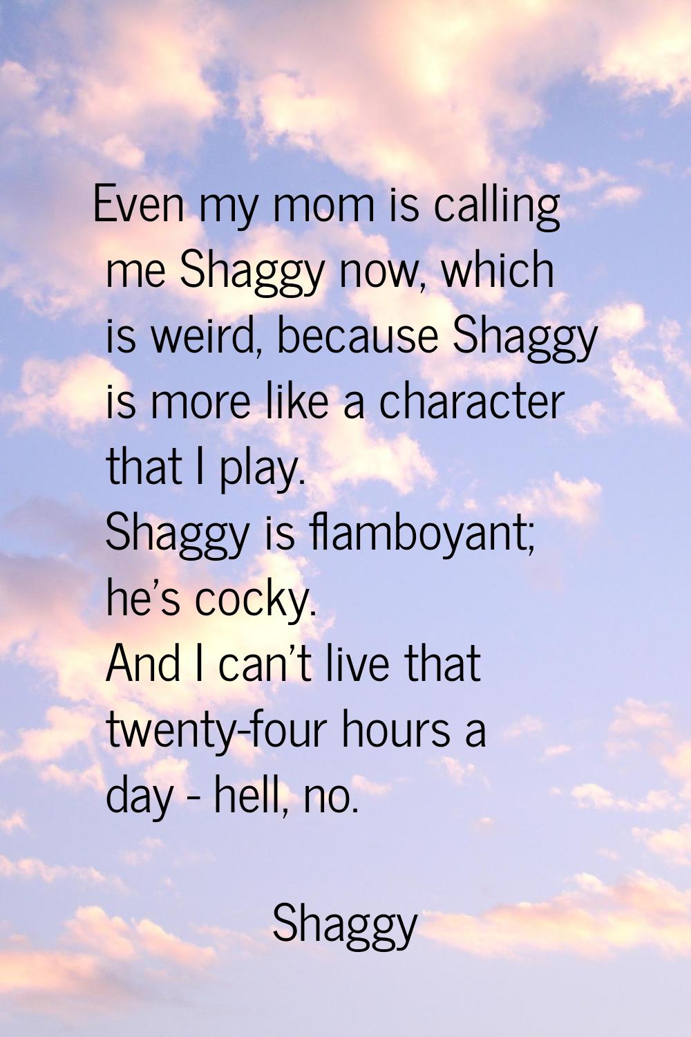 Even my mom is calling me Shaggy now, which is weird, because Shaggy is more like a character that 