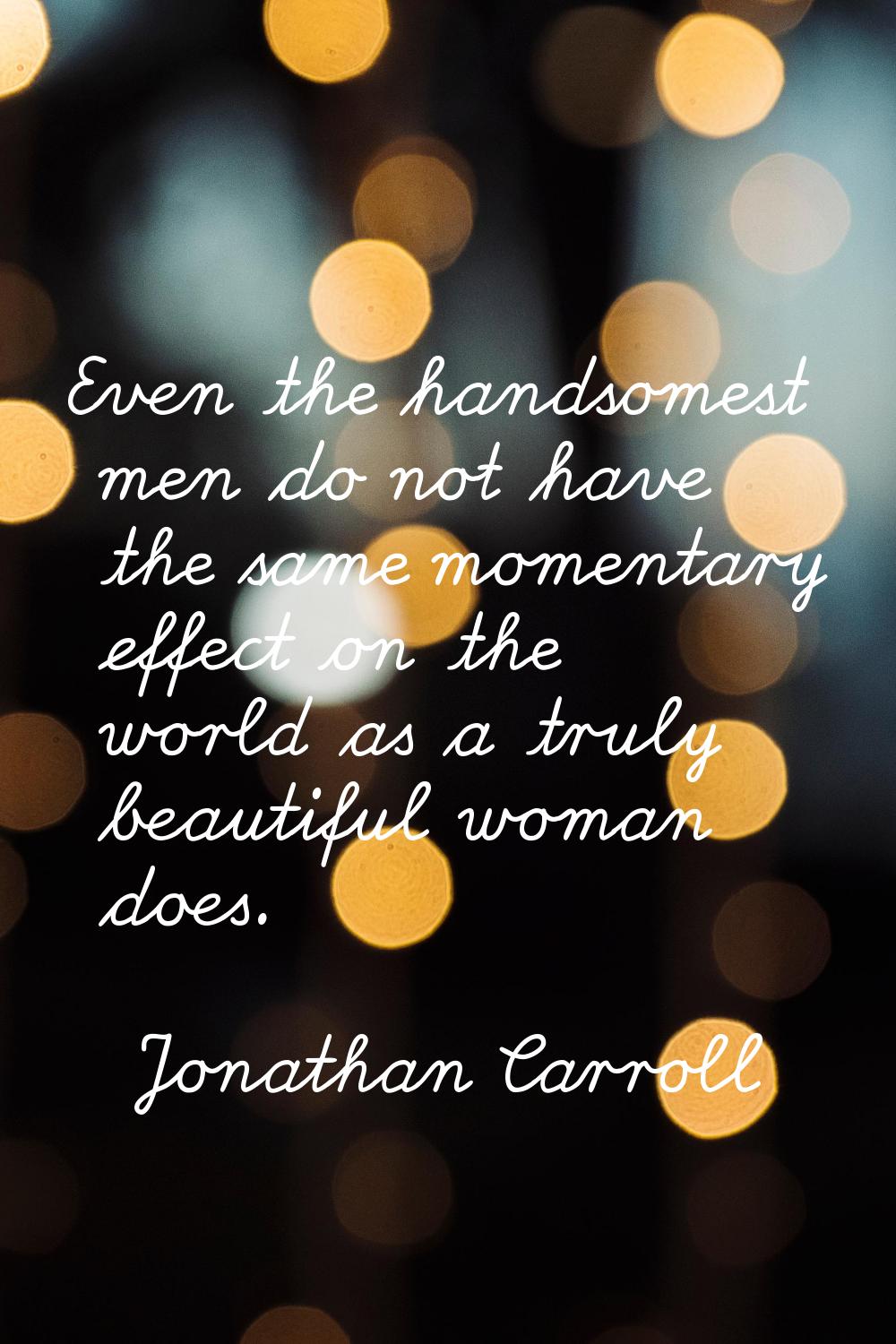 Even the handsomest men do not have the same momentary effect on the world as a truly beautiful wom