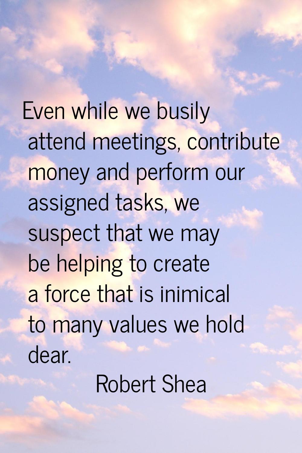 Even while we busily attend meetings, contribute money and perform our assigned tasks, we suspect t