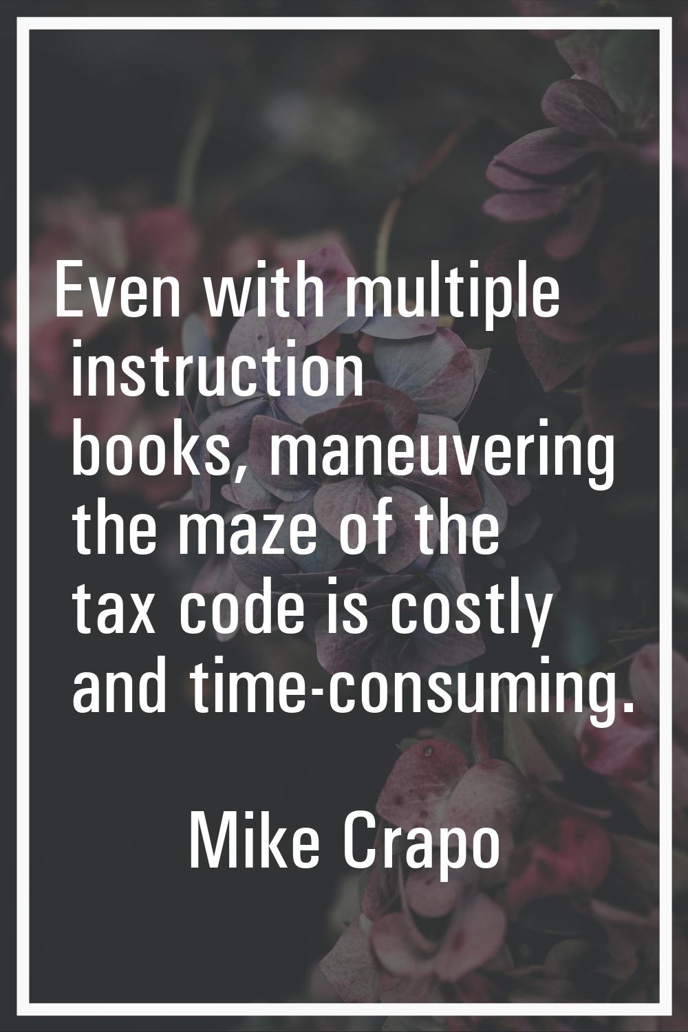 Even with multiple instruction books, maneuvering the maze of the tax code is costly and time-consu