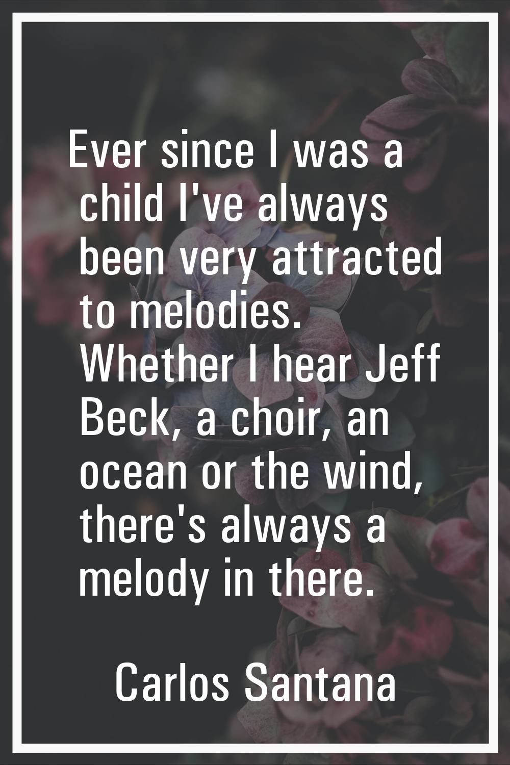 Ever since I was a child I've always been very attracted to melodies. Whether I hear Jeff Beck, a c