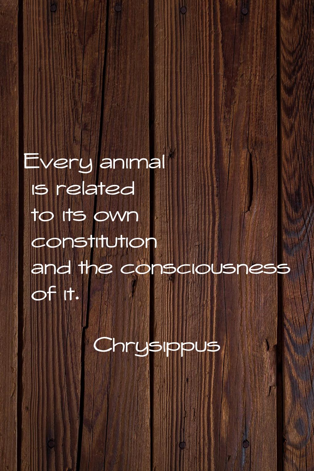 Every animal is related to its own constitution and the consciousness of it.