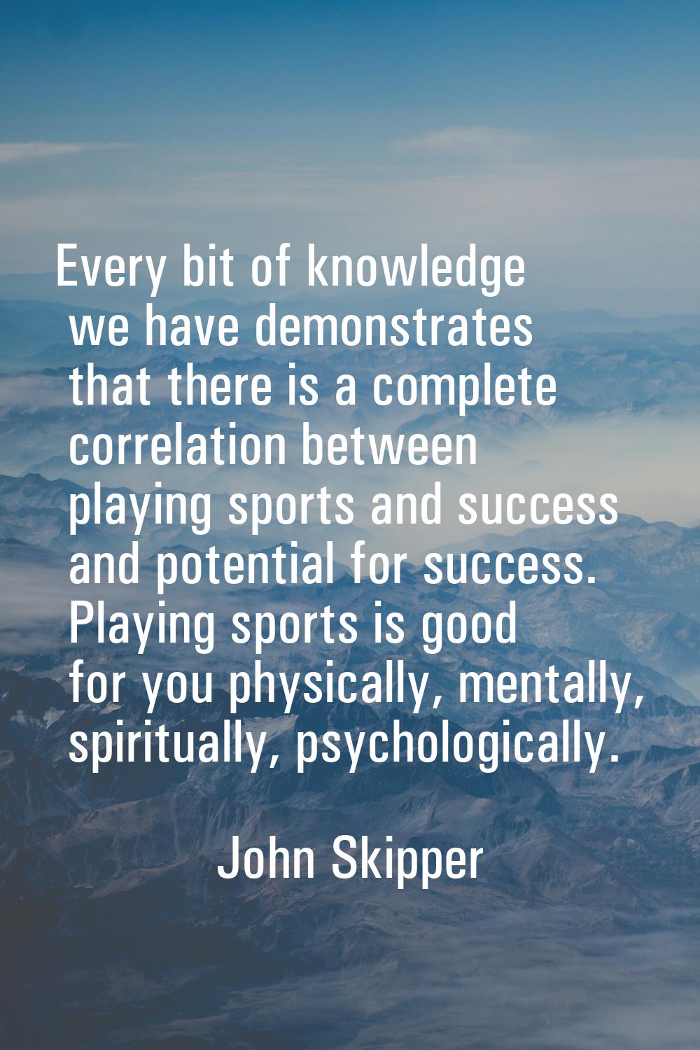 Every bit of knowledge we have demonstrates that there is a complete correlation between playing sp