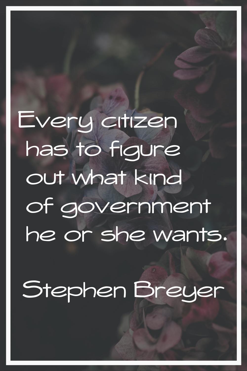 Every citizen has to figure out what kind of government he or she wants.