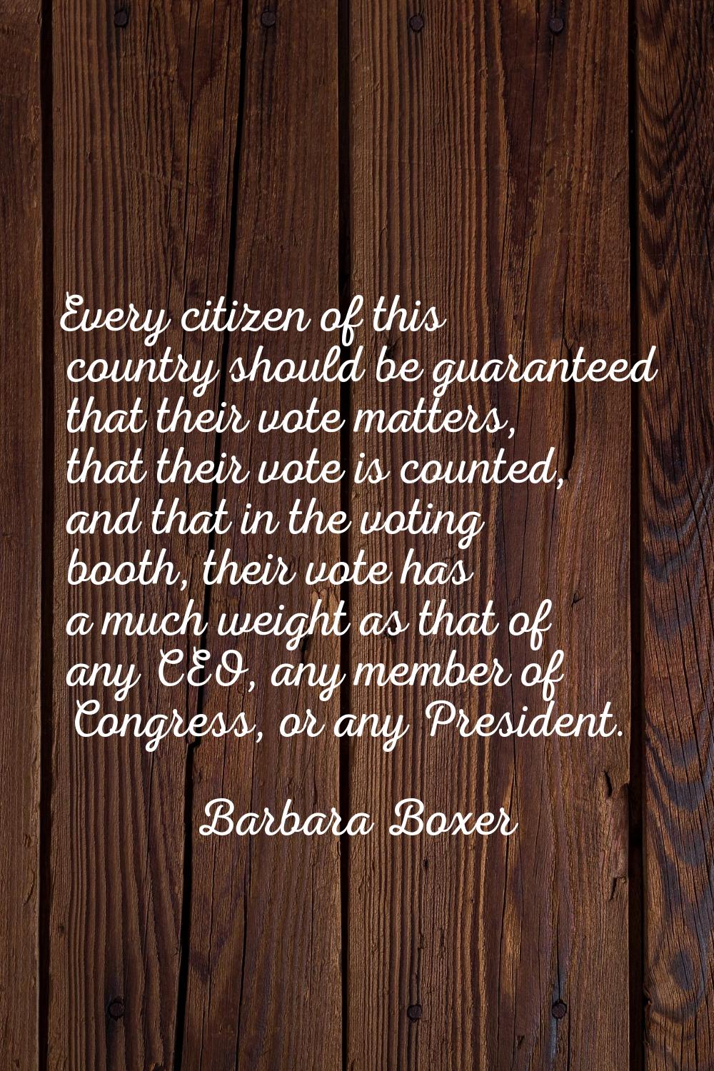 Every citizen of this country should be guaranteed that their vote matters, that their vote is coun