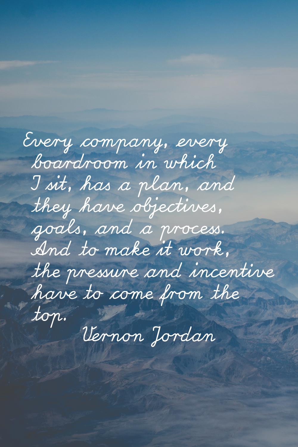 Every company, every boardroom in which I sit, has a plan, and they have objectives, goals, and a p