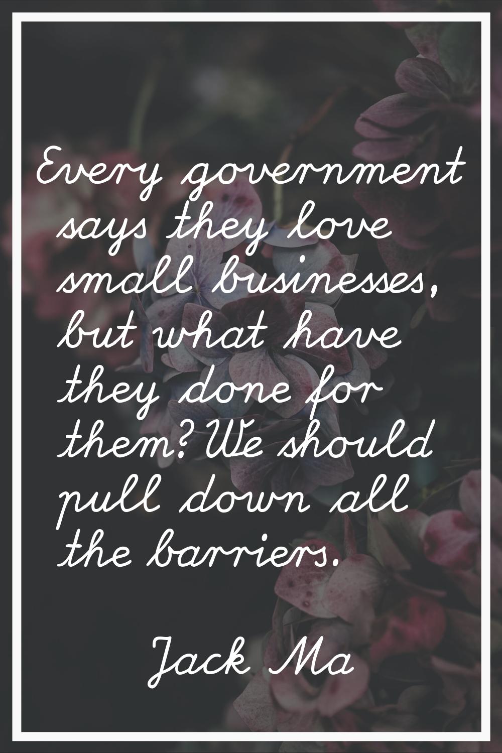 Every government says they love small businesses, but what have they done for them? We should pull 
