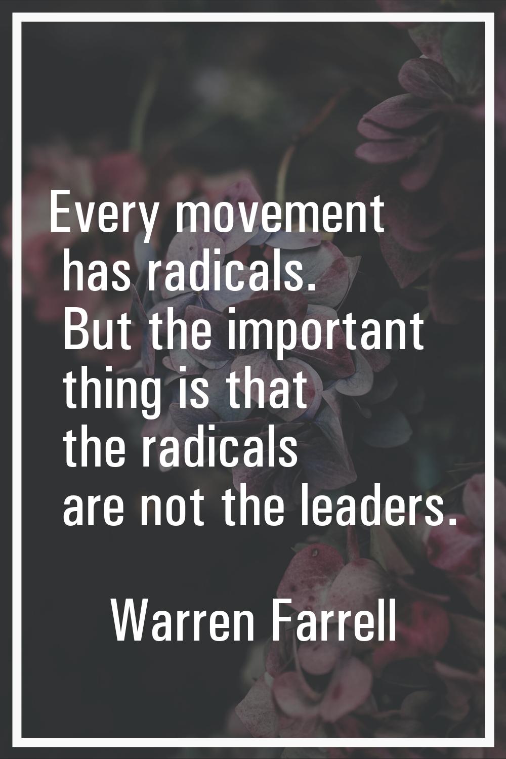 Every movement has radicals. But the important thing is that the radicals are not the leaders.