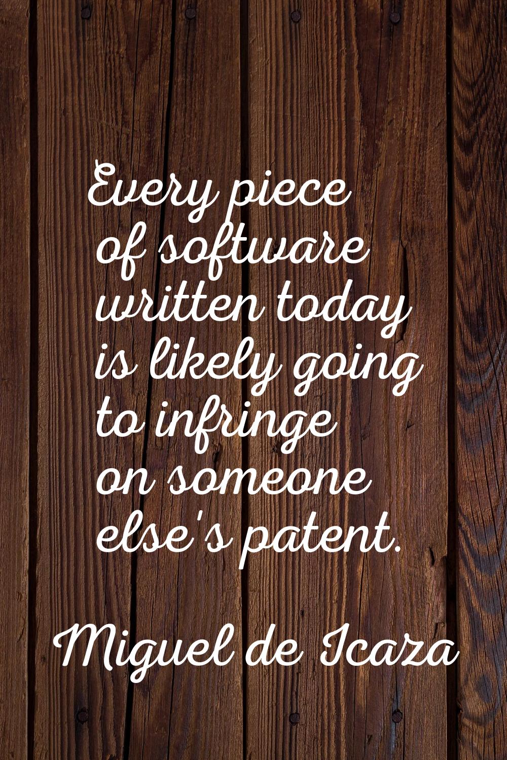 Every piece of software written today is likely going to infringe on someone else's patent.