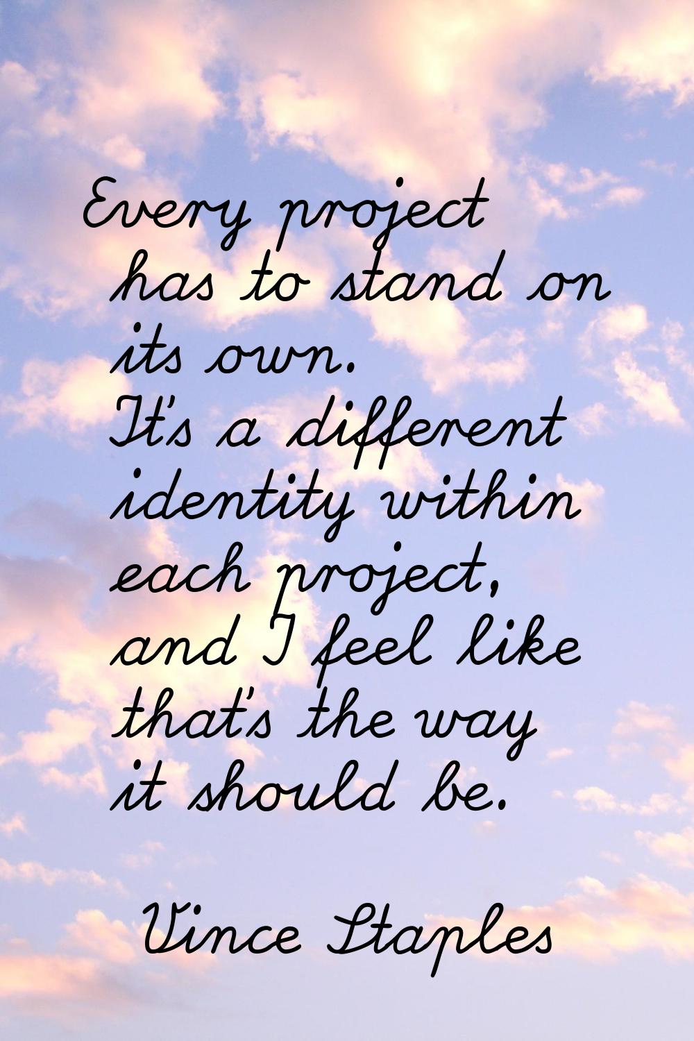 Every project has to stand on its own. It's a different identity within each project, and I feel li
