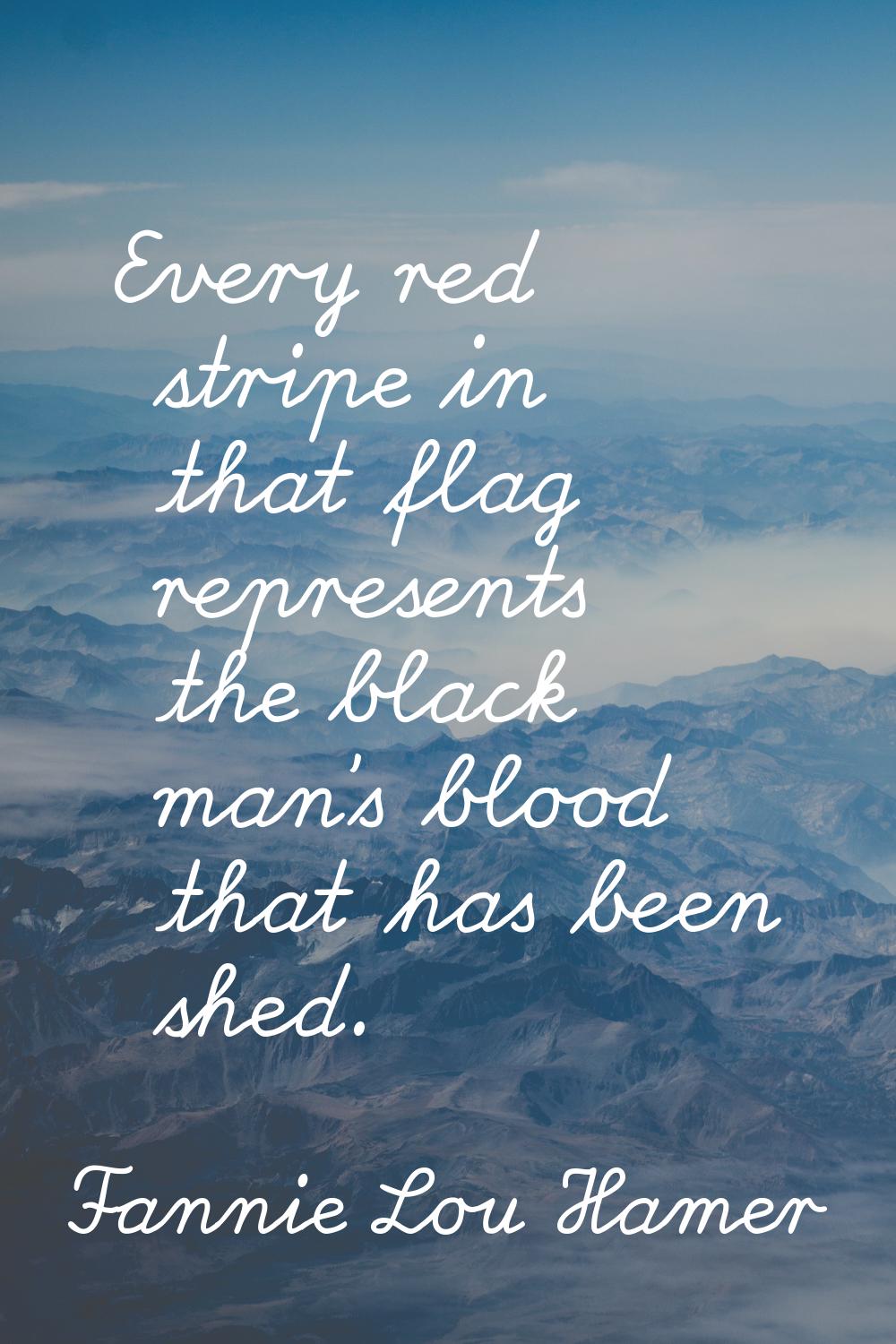Every red stripe in that flag represents the black man's blood that has been shed.