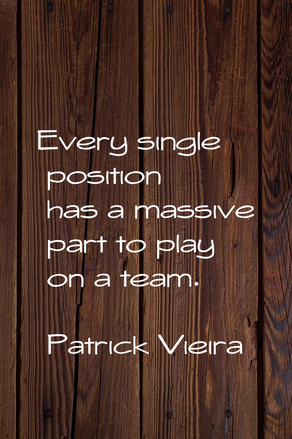 Every single position has a massive part to play on a team.