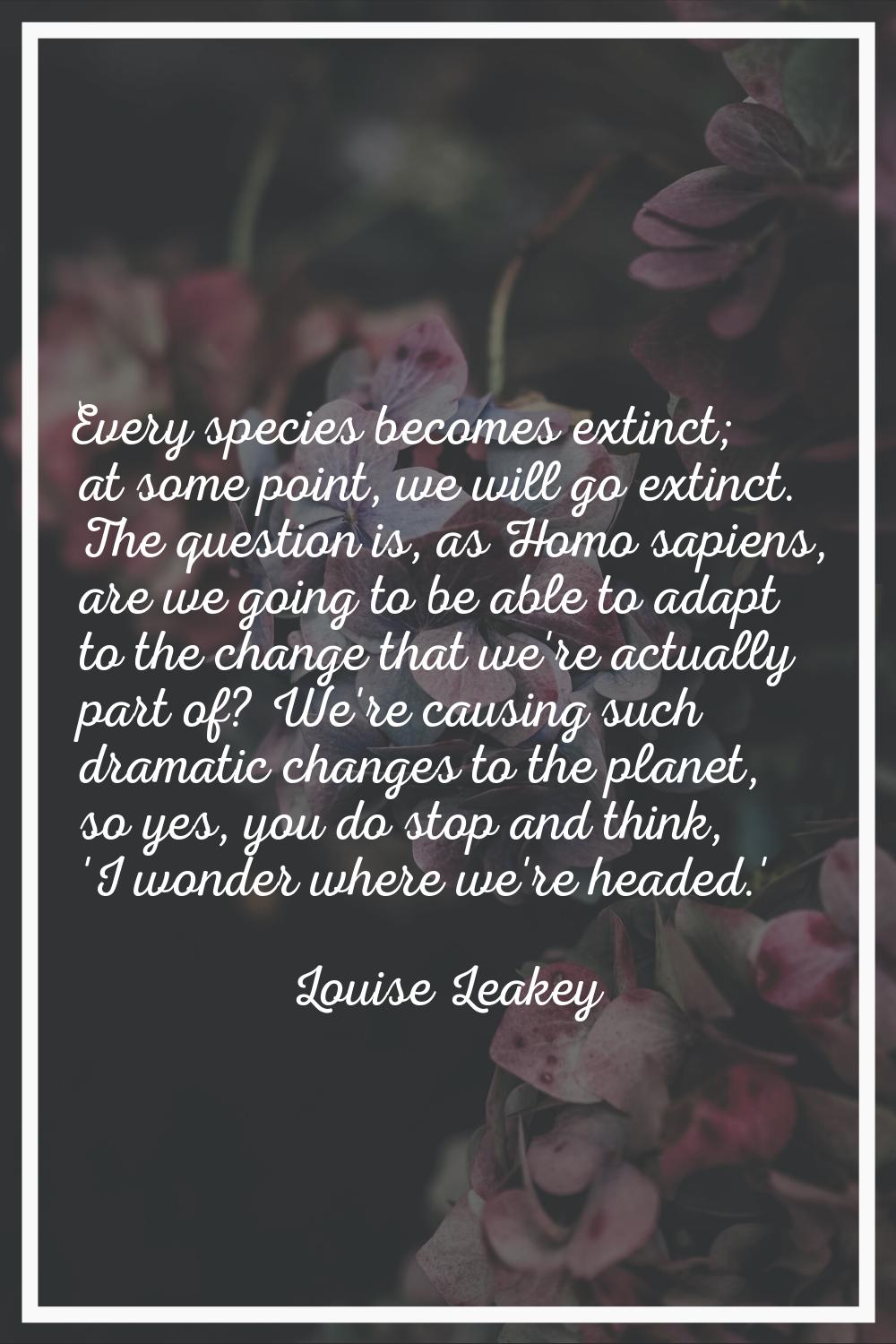 Every species becomes extinct; at some point, we will go extinct. The question is, as Homo sapiens,