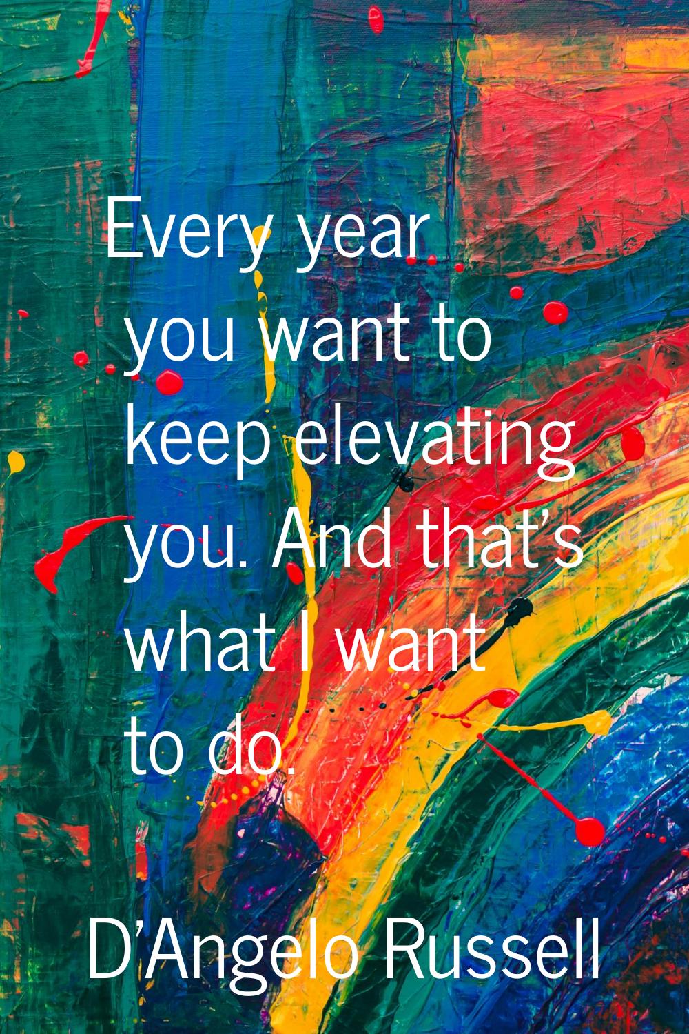 Every year you want to keep elevating you. And that's what I want to do.